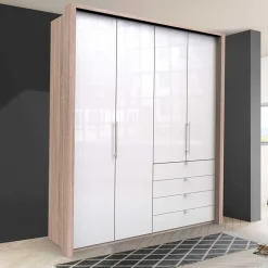 Best Glasfront Kombi-Kleiderschrank in Weiß - Bosays Kleiderschränke|Schränke