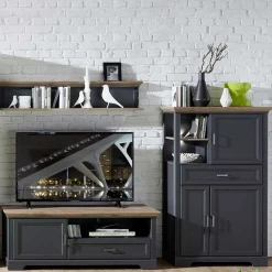 Clearance Graue Wohnmöbel Kombi Landhaus - Thumbs (dreiteilig) Wohnwände