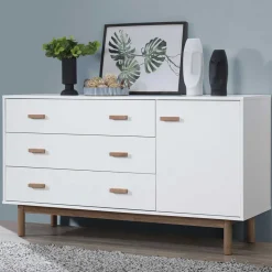Sale Große Kombi-Kommode in Weiß mit Eiche - Savuta Sideboards