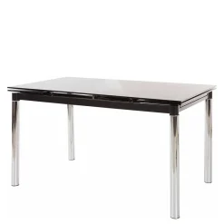 Best Großer Ausziehtisch aus Schwarzglas & Chrom - Tedyra Tische