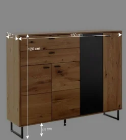 Clearance Großes Highboard mit Metall Bügelgestell - Flacona Sideboards|Highboards