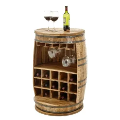 Outlet Hausbar im Fass Design aus Mangobaum Holz - Croadiva Tische