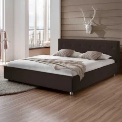 Best Hübsches Polsterbett Kara in Braun Betten