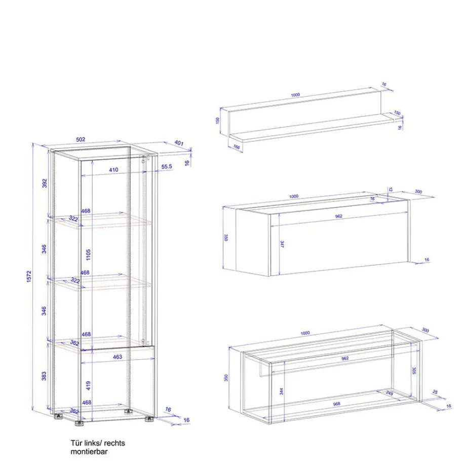 New Heimbüro Einrichtung Set - Ahilav (fünfteilig) Wohnwände