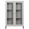 Clearance Hellgraue Vitrine aus Kiefer - 2-türig - Luvega Highboards|Vitrinen