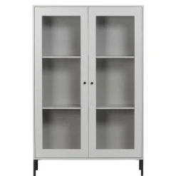 Clearance Hellgraue Vitrine aus Kiefer - 2-türig - Luvega Highboards|Vitrinen