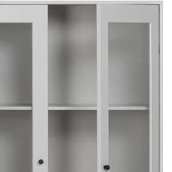 Clearance Hellgraue Vitrine aus Kiefer - 2-türig - Luvega Highboards|Vitrinen