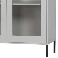 Clearance Hellgraue Vitrine aus Kiefer - 2-türig - Luvega Highboards|Vitrinen
