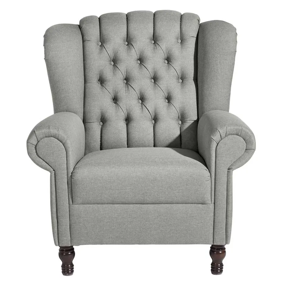 Best Hellgrauer Chesterfield-Sessel mit Ohren - Barreff Sessel