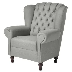 Best Hellgrauer Chesterfield-Sessel mit Ohren - Barreff Sessel