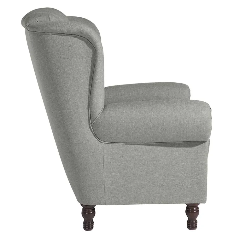 Best Hellgrauer Chesterfield-Sessel mit Ohren - Barreff Sessel