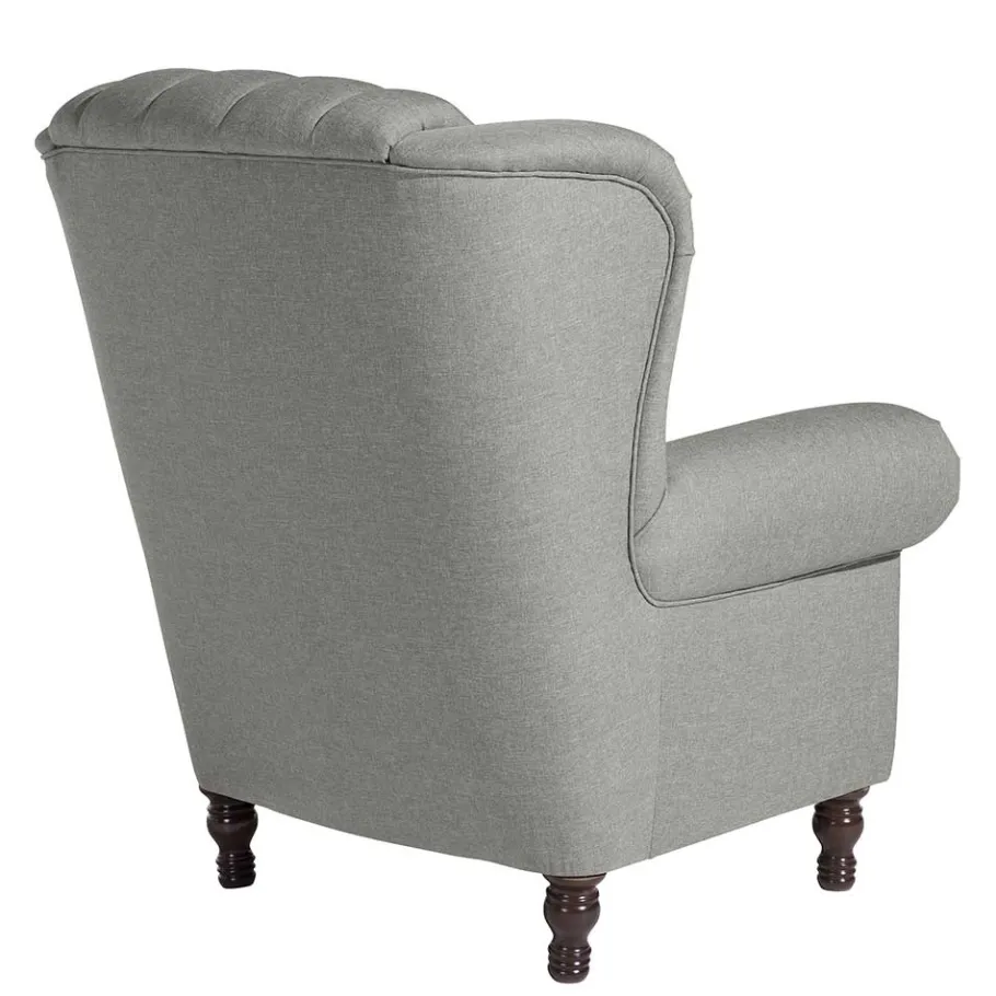 Best Hellgrauer Chesterfield-Sessel mit Ohren - Barreff Sessel