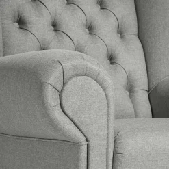 Best Hellgrauer Chesterfield-Sessel mit Ohren - Barreff Sessel