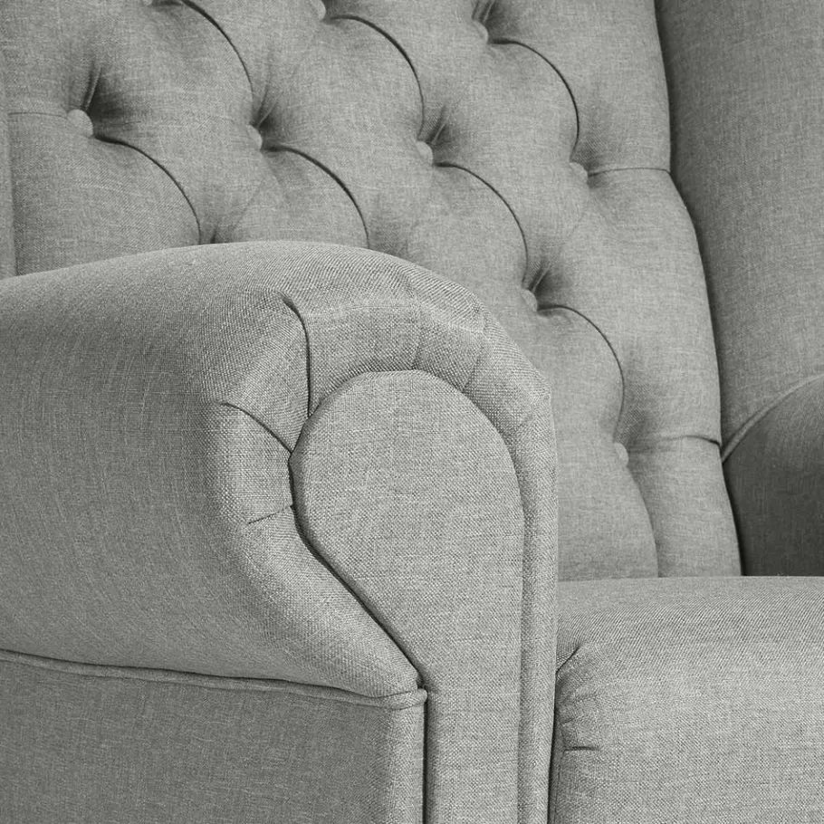 Best Hellgrauer Chesterfield-Sessel mit Ohren - Barreff Sessel