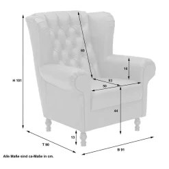 Best Hellgrauer Chesterfield-Sessel mit Ohren - Barreff Sessel