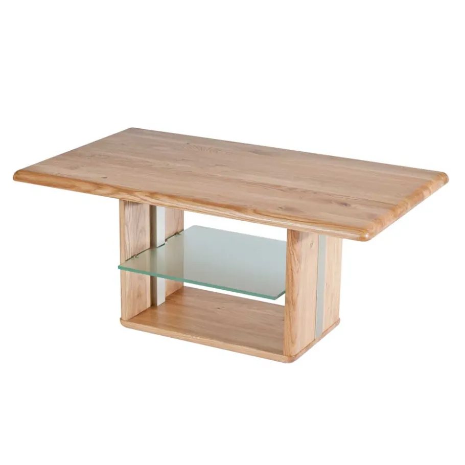 Outlet Höhenverstellbarer Couchtisch Callas aus Wildeiche Massivholz 110 cm Tische