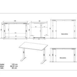 New Höhenverstellbarer Office-Tisch in Hellgrau - Clemeta Tische