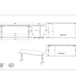 New Höhenverstellbarer Office-Tisch in Hellgrau - Clemeta Tische