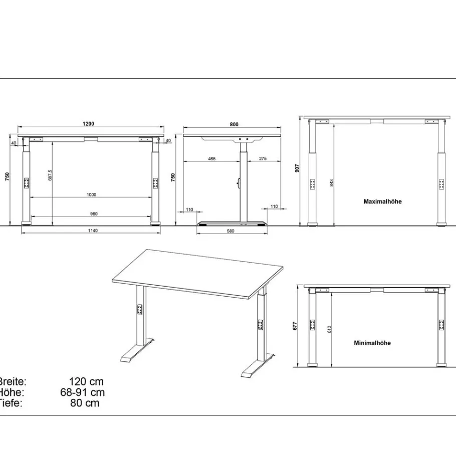 Outlet Höhenverstellbarer Officetisch in vier Größen - Joina Tische