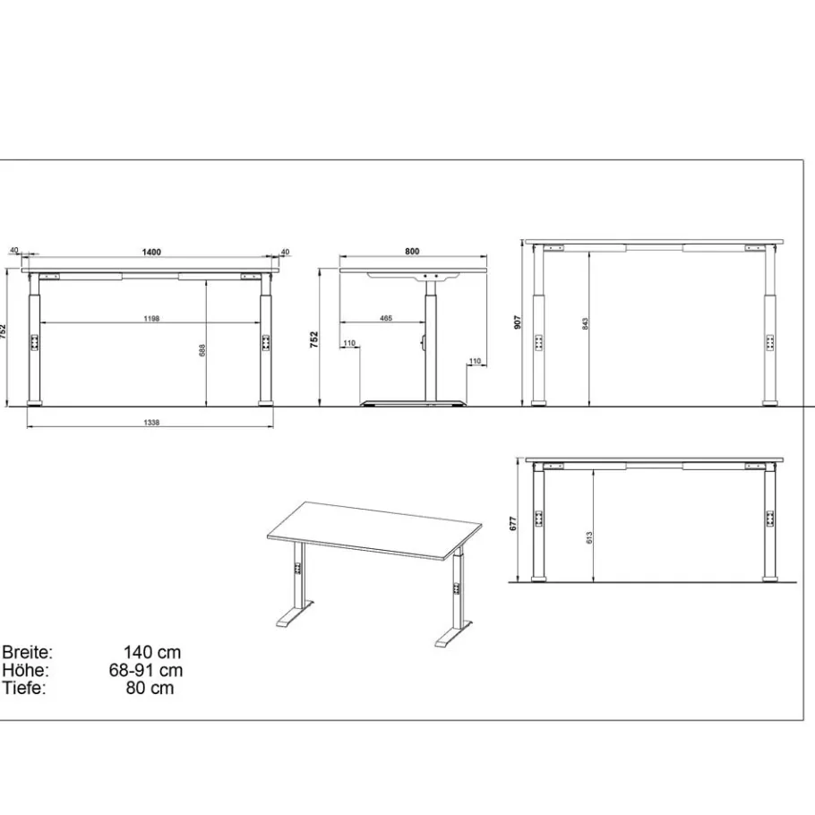 Outlet Höhenverstellbarer Officetisch in vier Größen - Joina Tische