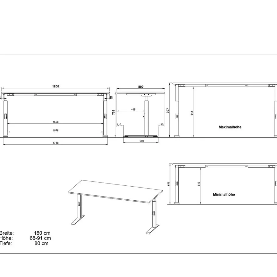 Outlet Höhenverstellbarer Officetisch in vier Größen - Joina Tische