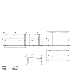 New Höhenverstellbarer Schreibtisch in Dunkelgrau - Vlatin Tische