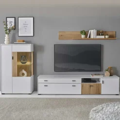 Outlet Highboard & TV Lowboard & Wandboard Set - Nenaloro (dreiteilig) Wohnwände
