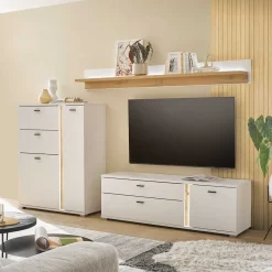 Hot Highboard & TV Lowboard & Wandboard Set - Racelyn (dreiteilig) Wohnwände