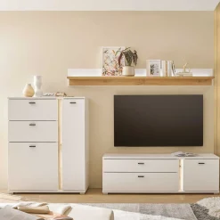Hot Highboard & TV Lowboard & Wandboard Set - Racelyn (dreiteilig) Wohnwände
