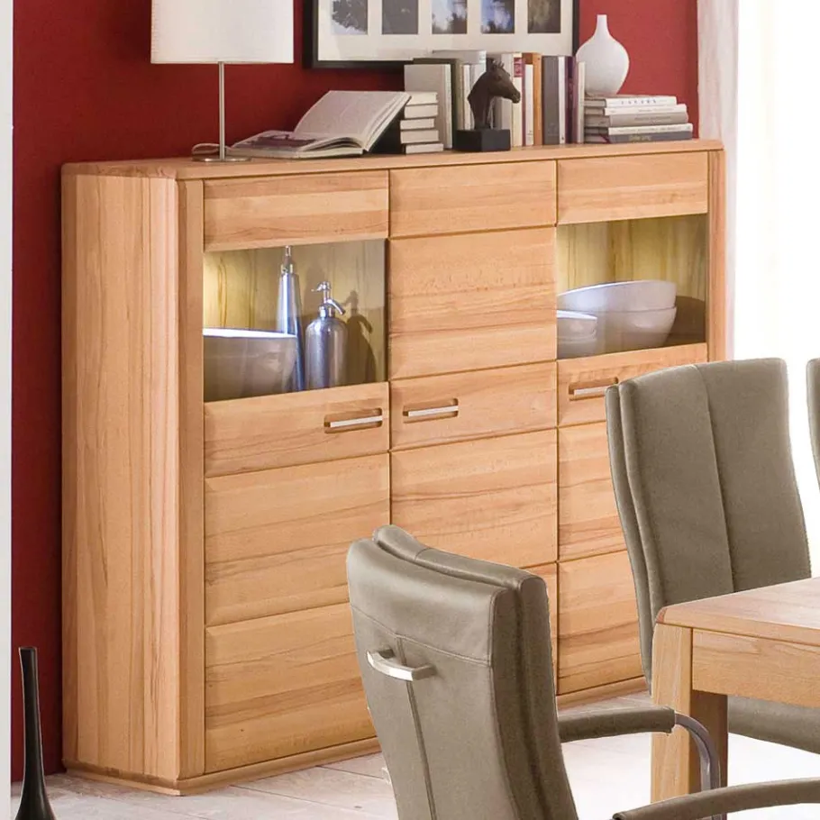 Outlet Highboard Athias aus Kernbuche Highboards|Kommoden