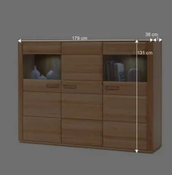 Outlet Highboard Athias aus Kernbuche Highboards|Kommoden