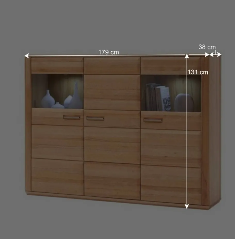 Outlet Highboard Athias aus Kernbuche Highboards|Kommoden