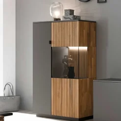 Clearance Highboard in Eiche Bianco und Anthrazit - Cruzca I Highboards|Vitrinen