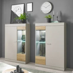 Clearance Highboard in Hellgrau & Zinneiche NB - Lioscas Highboards