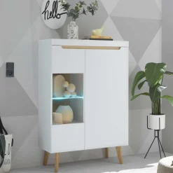 Clearance Highboard mit Glas im Skandi Design - Ginko Highboards|Vitrinen