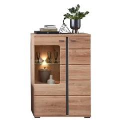 Sale Highboard mit Glaseinsatz und LED Beleuchtung - Latenda Highboards|Vitrinen