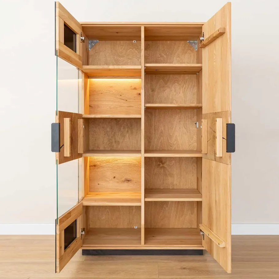 Sale Highboard Vitrine aus Eiche und Glas - Masicuri Highboards|Vitrinen
