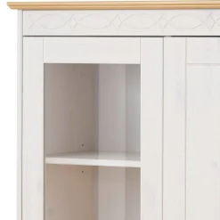 Sale Highboard Vitrine in Weiß und Kiefer Honig - Zentra Highboards|Vitrinen