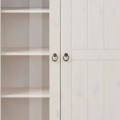 Sale Highboard Vitrine in Weiß und Kiefer Honig - Zentra Highboards|Vitrinen