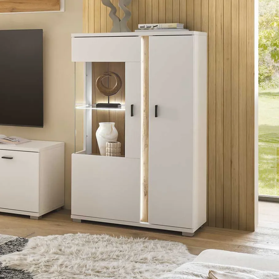 Best Highboard Vitrine mit LED Beleuchtung - Racelyn Highboards|Vitrinen