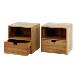 Outlet Hängende Nachtkommoden aus Akazie - Materra (2er Set) Kommoden