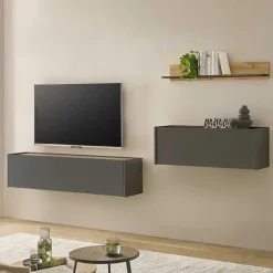 Outlet Hängende TV Anbauwand Möbel - Ahilav (dreiteilig) Wohnwände