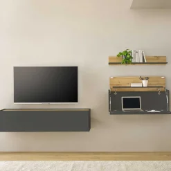 Outlet Hängende TV Anbauwand Möbel - Ahilav (dreiteilig) Wohnwände