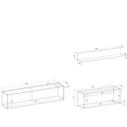 Outlet Hängende TV Anbauwand Möbel - Ahilav (dreiteilig) Wohnwände