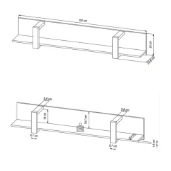 Best Hängeregal in Schwarz - 180 cm - Dudleys Regale