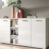 Sale Hochglanz Kommode in Weiß mit drei Türen - Rugova Sideboards
