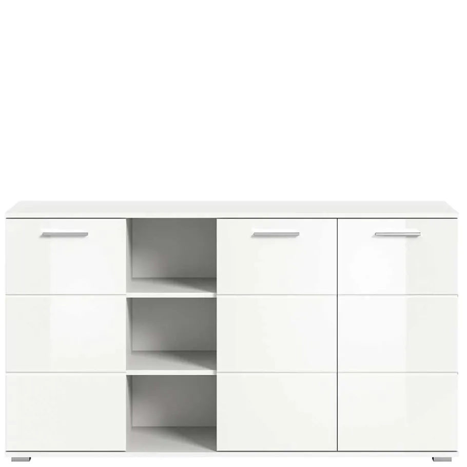Sale Hochglanz Kommode in Weiß mit drei Türen - Rugova Sideboards