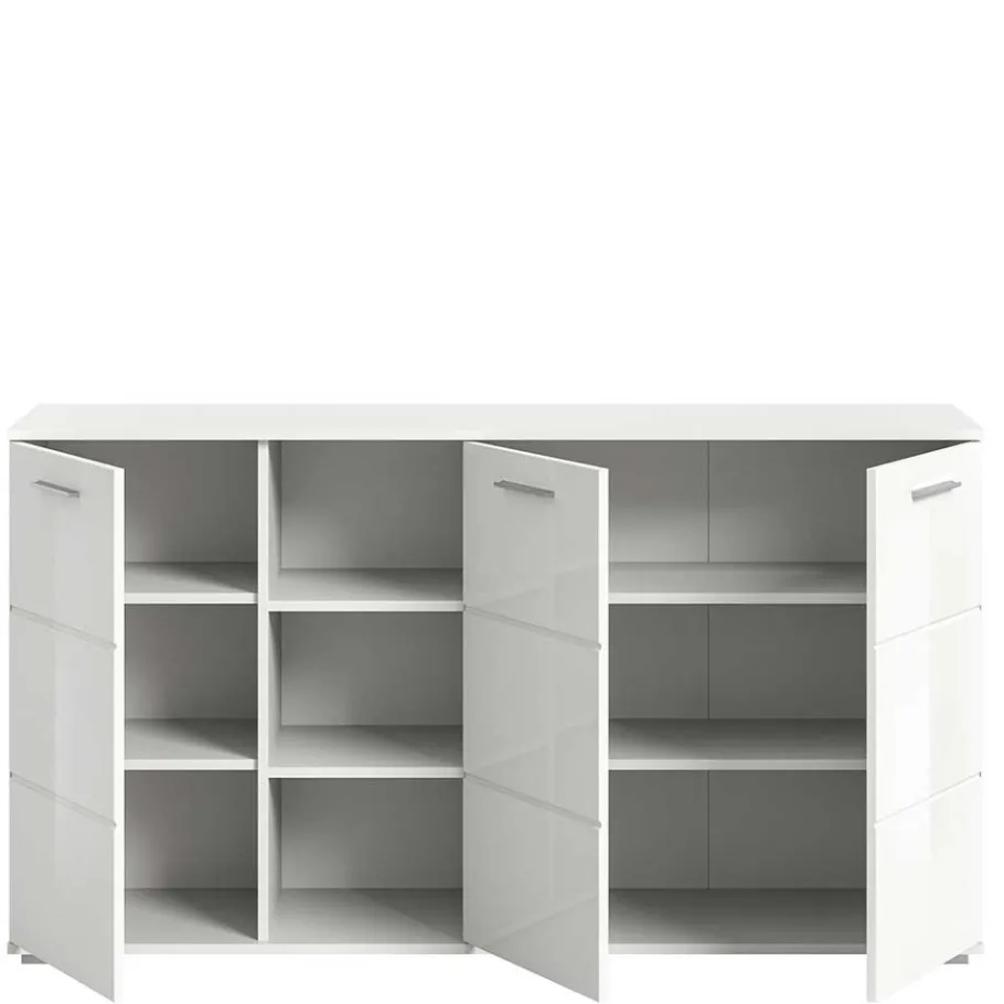 Sale Hochglanz Kommode in Weiß mit drei Türen - Rugova Sideboards