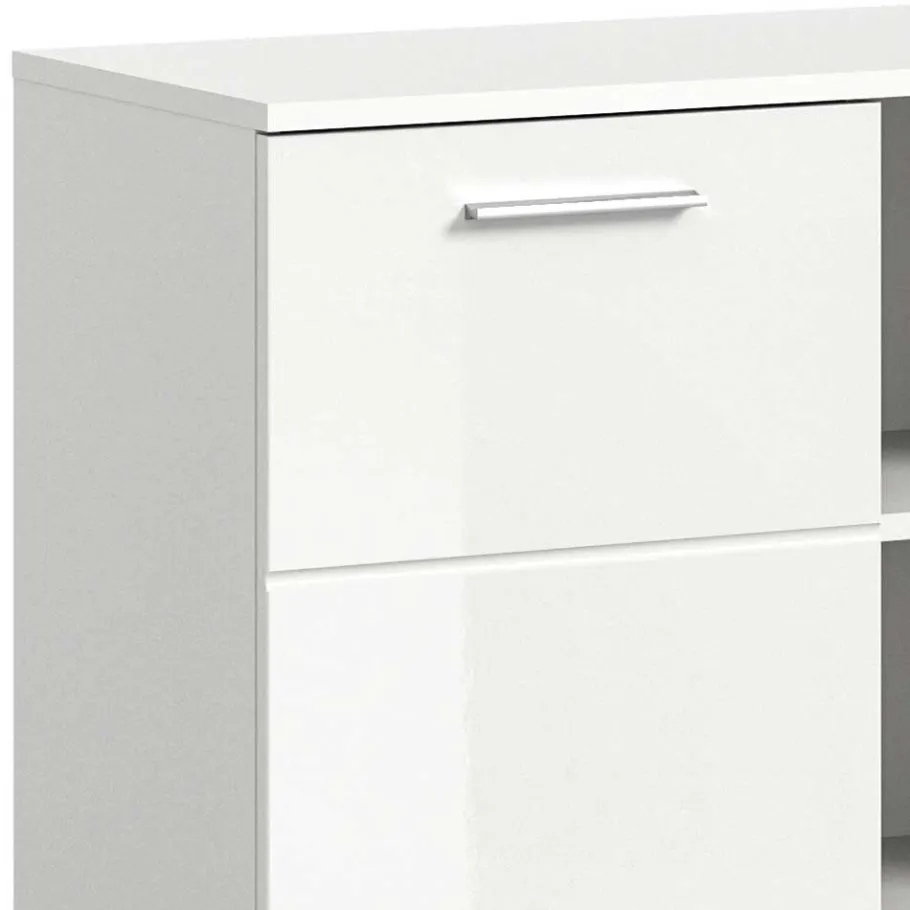 Sale Hochglanz Kommode in Weiß mit drei Türen - Rugova Sideboards