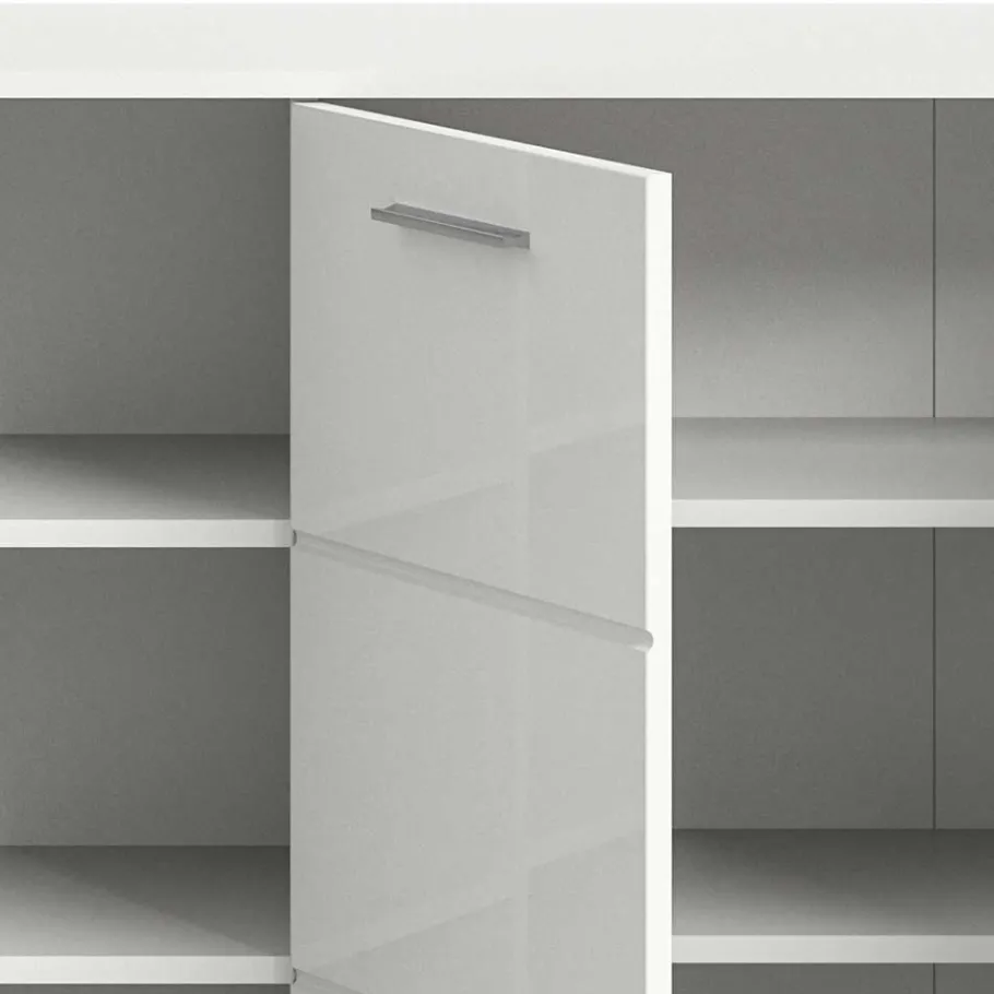 Sale Hochglanz Kommode in Weiß mit drei Türen - Rugova Sideboards